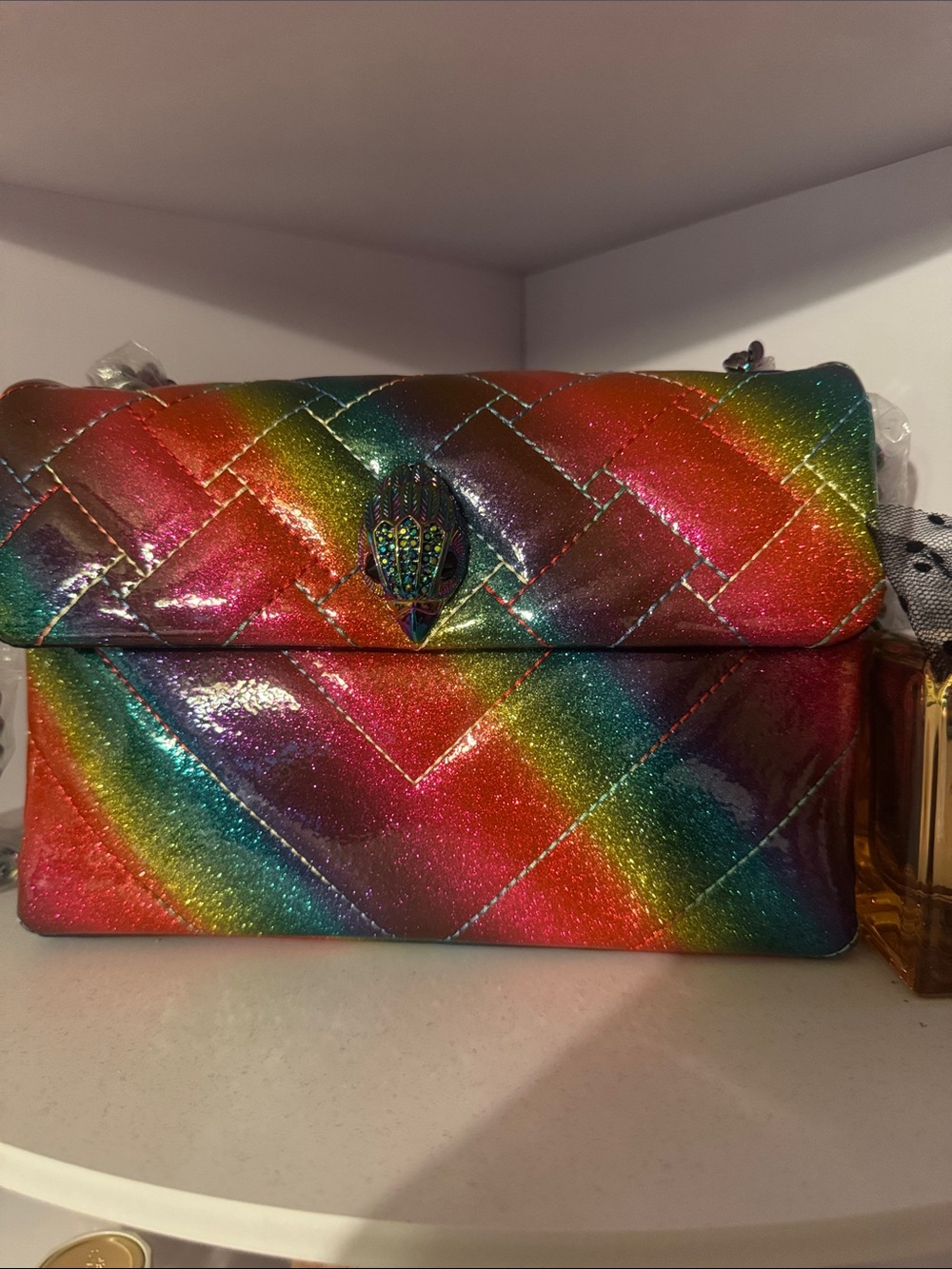 Kurt Geiger Rainbow Quilted Chain Shoulder Bag - Multicolor